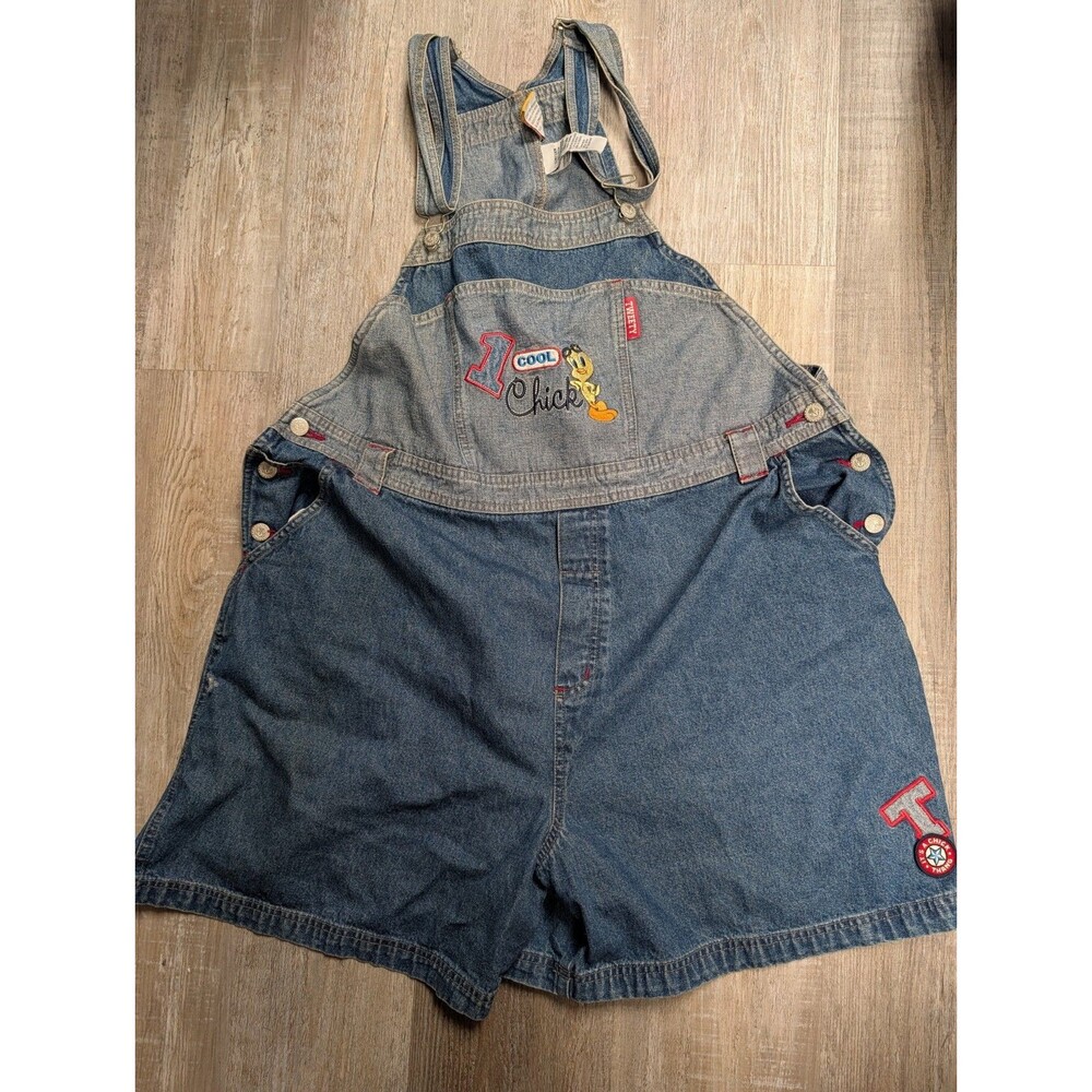 Looney Tunes Tweety Vintage Shortalls Size 3X large Overall Shorts 2000 Y2K